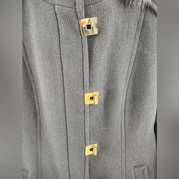 EUC Calvin Klein Textured Black Fitted Coat - Picture 3 of 9